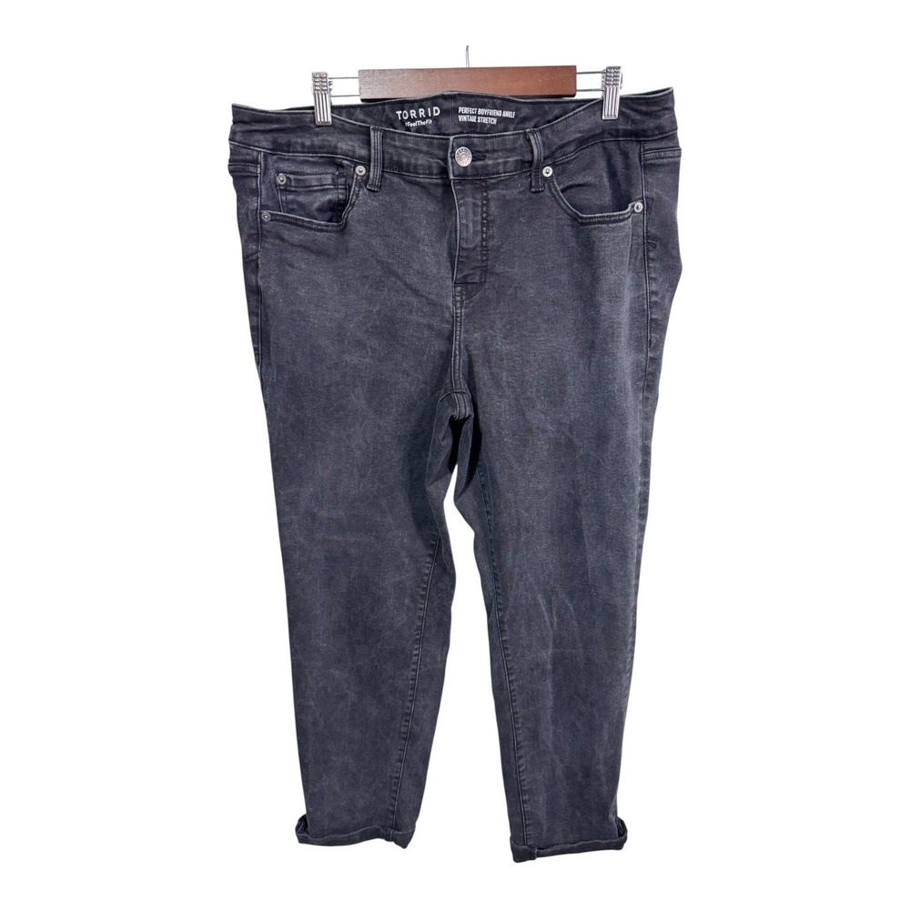 Torrid Perfect Boyfriend‎ Ankle Jeans Black Vintage Stretch Women's Plus 18T